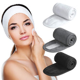 Denfany banda spa 3 piezas en negro, diadema elástica para lavado facial cómodo