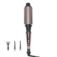 DENVEK cepillo térmico de 1,5 pulgadas con cilindro cerámico para rizos suaves y volumen.