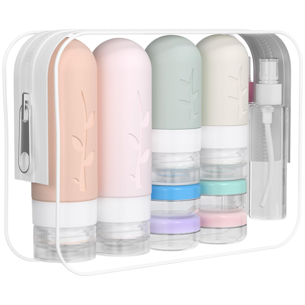 DEPOZA set-16-botellas-de-viaje para organizar cosméticos sin derrames.