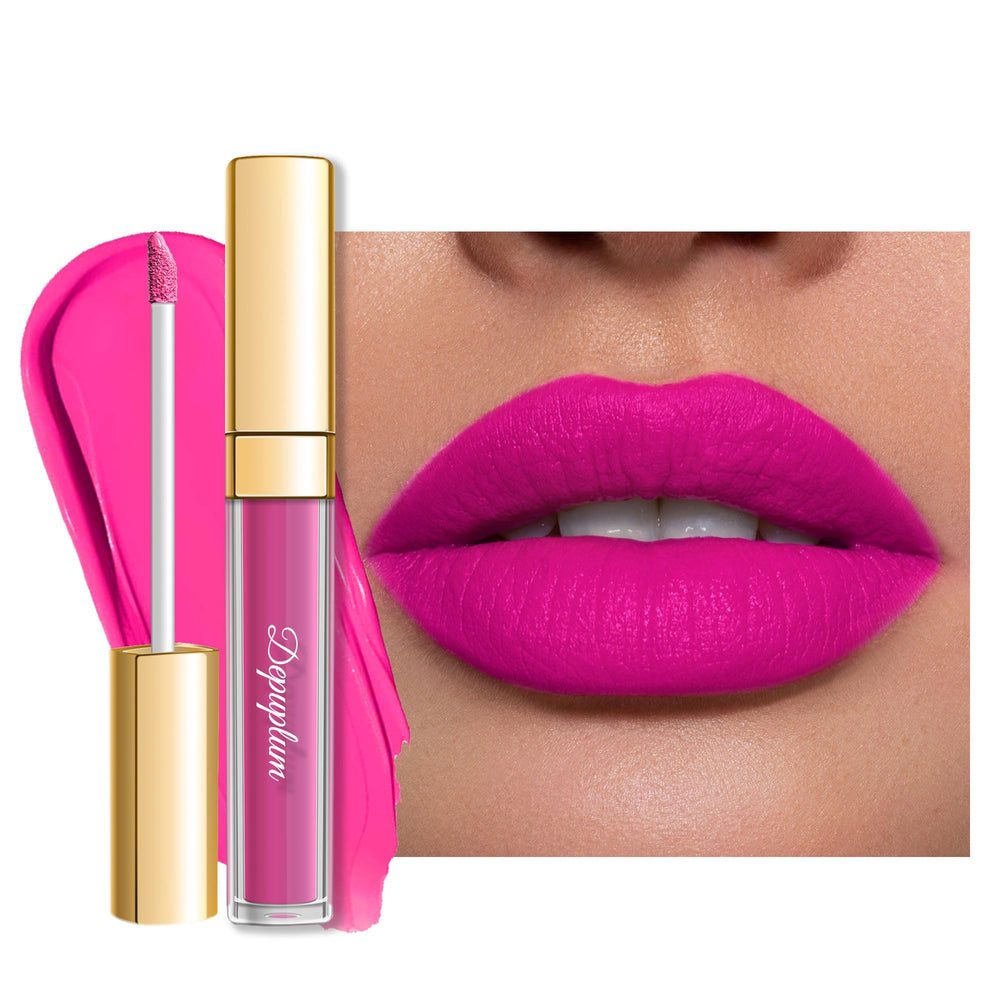 Depuplum DM06 Dream Pink lipstick swatch with rich matte color and long wear.