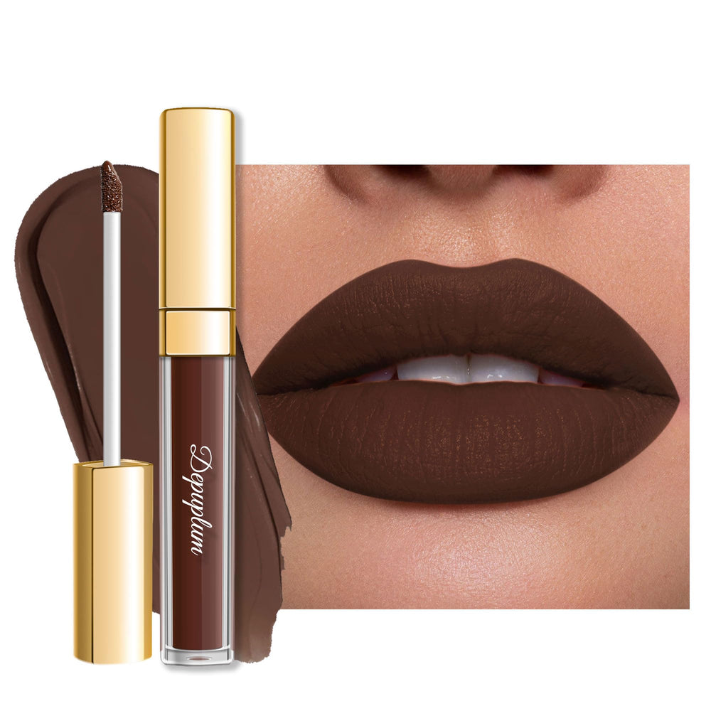Depuplum DM15 chocolate: labial mate de alta pigmentación para look diario.