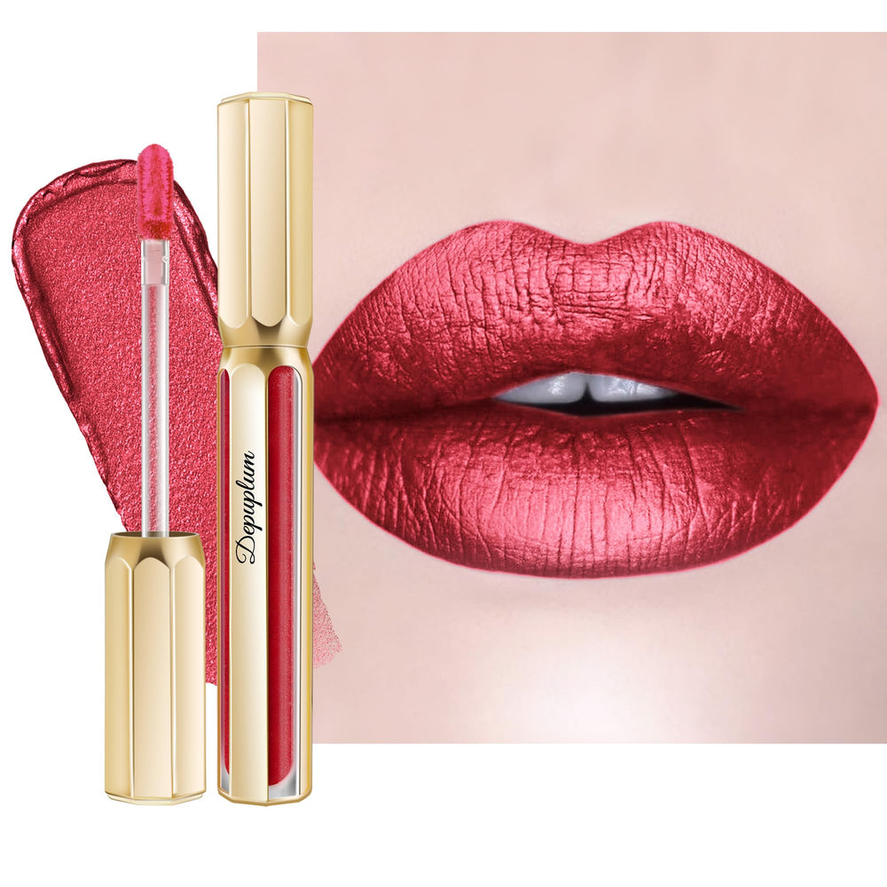Depuplum labial metálico Rojo Furia, color intenso para ocasiones nocturnas.