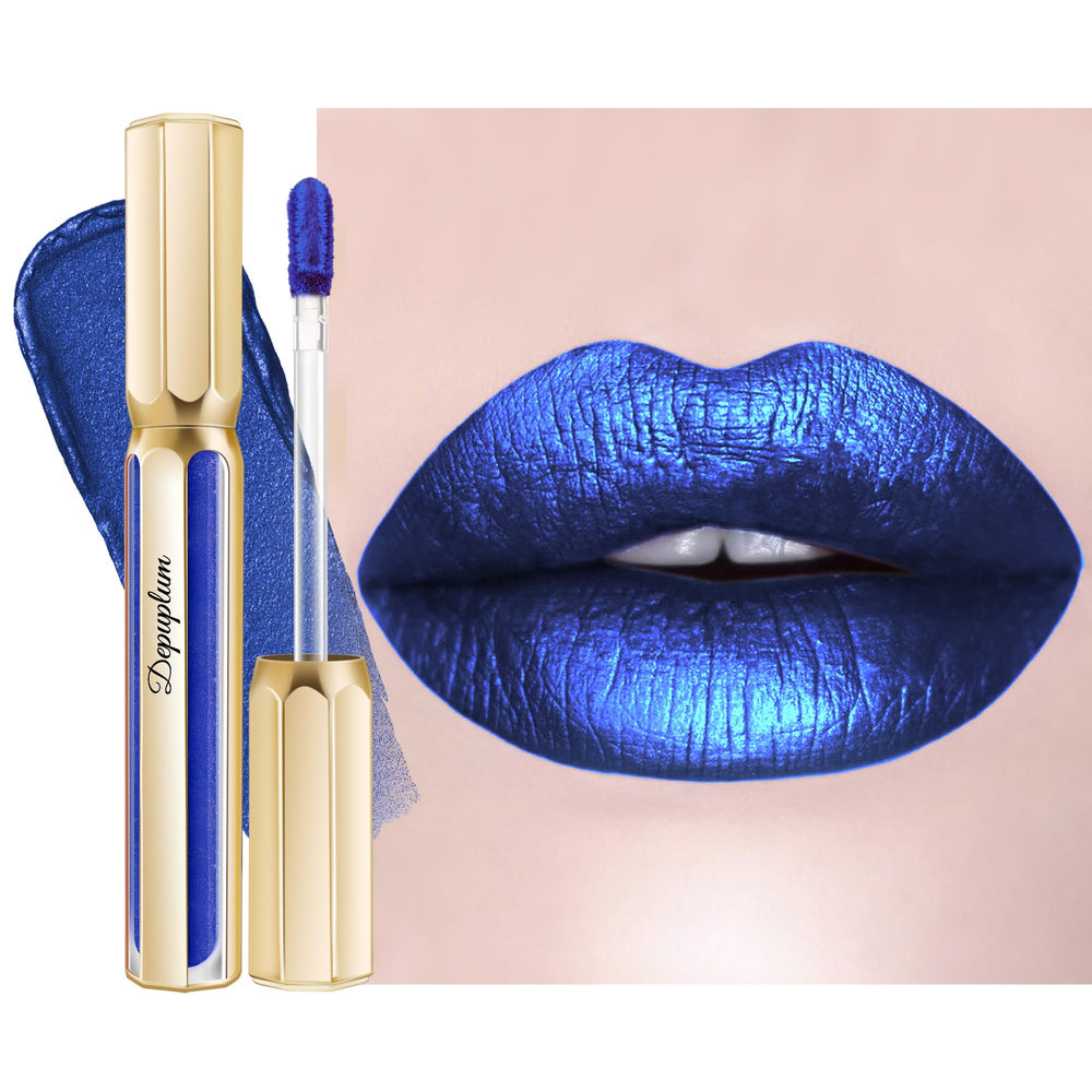 Depuplum labios metalico azul acabado vibrante para un estilo audaz
