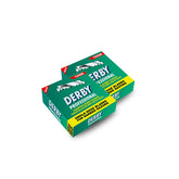 Derby Professional – empaque de hojas de filo único para afeitado preciso.