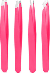 Pinzas Derlaier de alta precisión en acero inoxidable, rosa, conjunto de 4 piezas para depilación fina