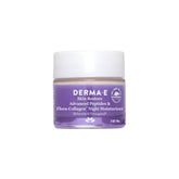 Derma E crema nocturna con péptidos avanzados, textura sedosa para piel suave al despertar.