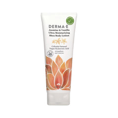 Derma E Jasmine & Vanilla loción corporal 226 g, botella elegante y hidratación suave.
