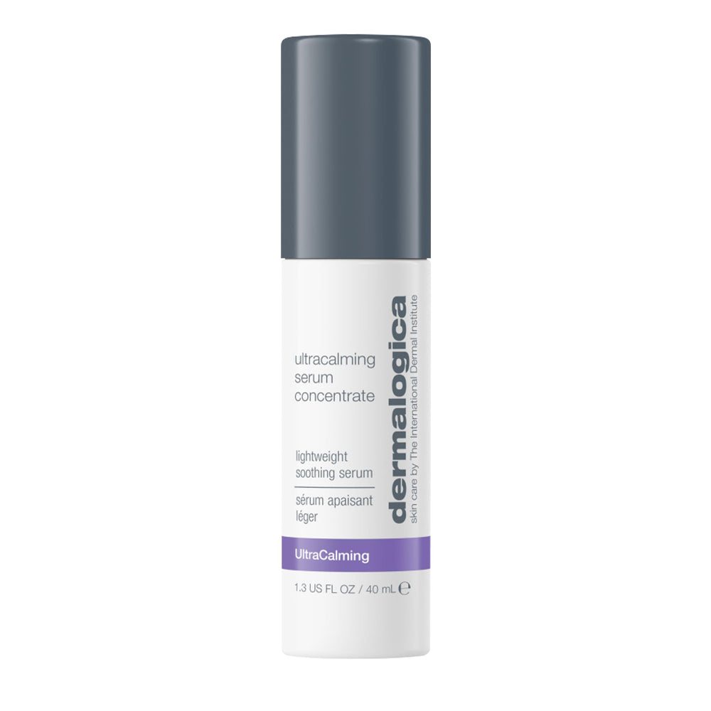 Dermalogica Ultracalming Serum Concentrate en botella: calma irritaciones de piel sensible.