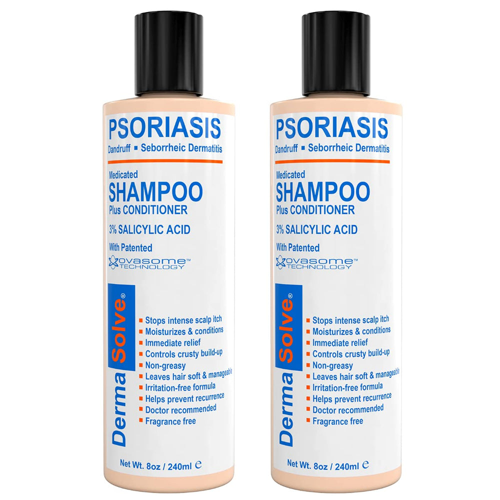 Dermasolve shampoing psoriasis, flacon 2x8oz, soin cuir chevelu apaisant.