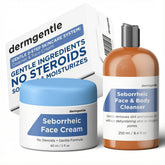 Dermgentle crema facial en bote, hidratación suave para piel sensible.