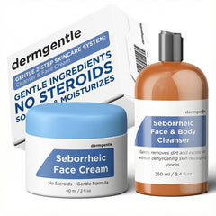 Dermgentle crema facial en bote, hidratación suave para piel sensible.