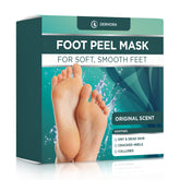 DERMORA mascarilla exfoliante para pies, aplicación fácil, suaviza piel seca.