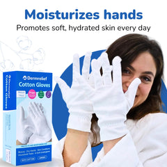 Dermrelief guantes de algodón, 100% algodón suave y transpirable