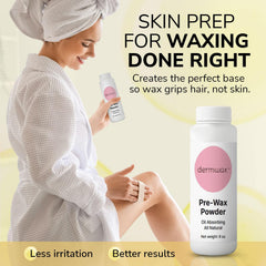 Dermwax polvo preparador, aplicación manual, sensación seca durante depilación.