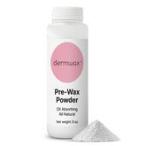 Dermwax polvo preparador para depilación en frasco, base sin irritación.