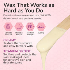 Dermwax WAXXED: aplicación cremosa, cobertura uniforme y precisa.
