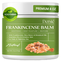 Dersie Frankincense Balm jar front shows the generous 4 oz size