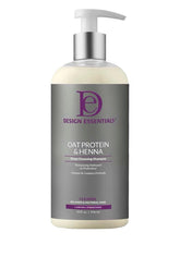 Design Essentials - bouteille du shampooing purifiant à l’avoine et henné, cheveux propres et équilibrés.