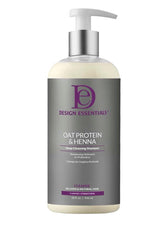 Design Essentials - bouteille du shampooing purifiant à l’avoine et henné, cheveux propres et équilibrés.