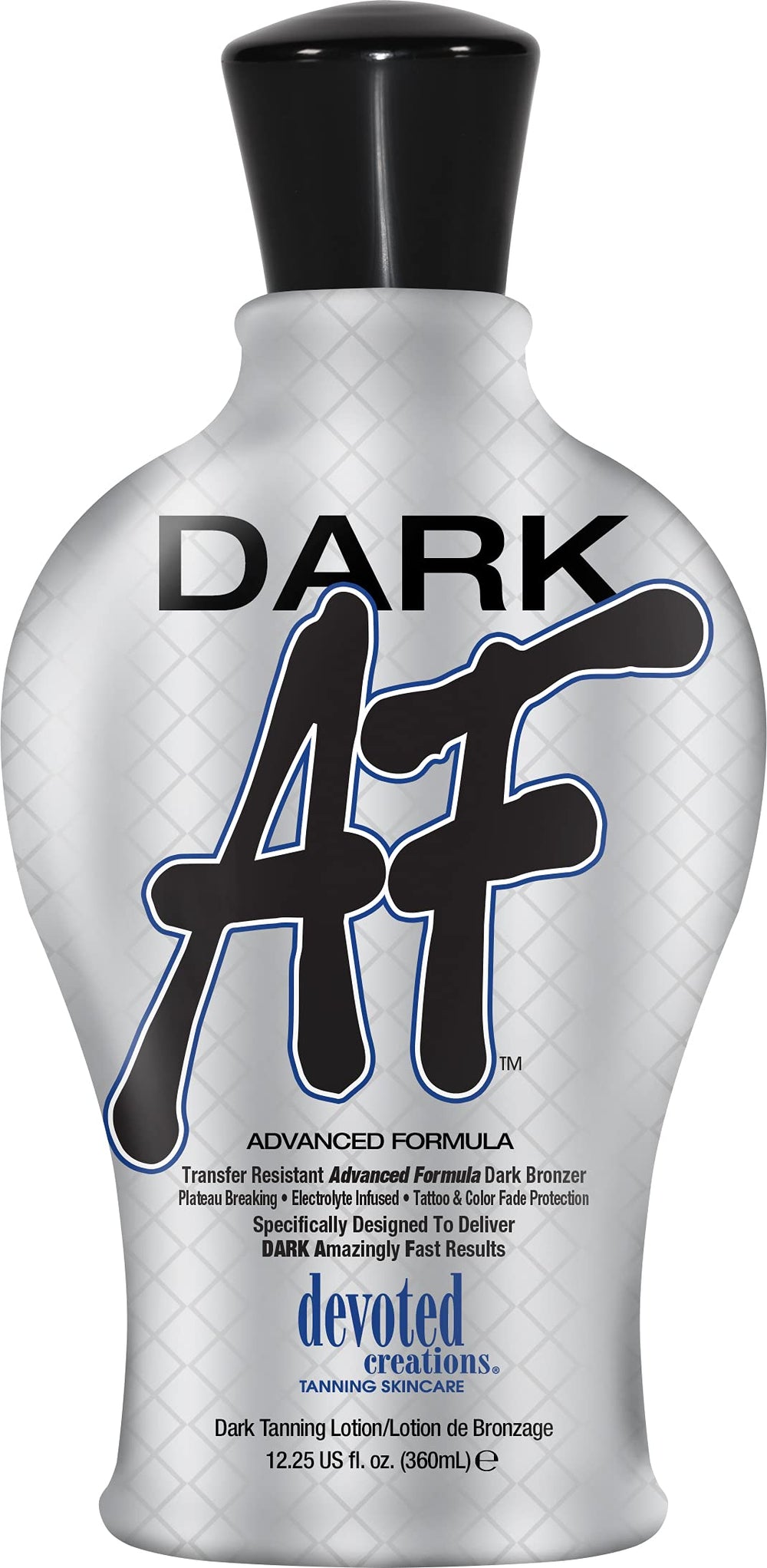 Devoted Creations Dark AF: bouteille bronzage profond sans transfert pour peau lumineuse.