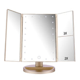 Deweisn espejo triple panel iluminado para maquillaje preciso