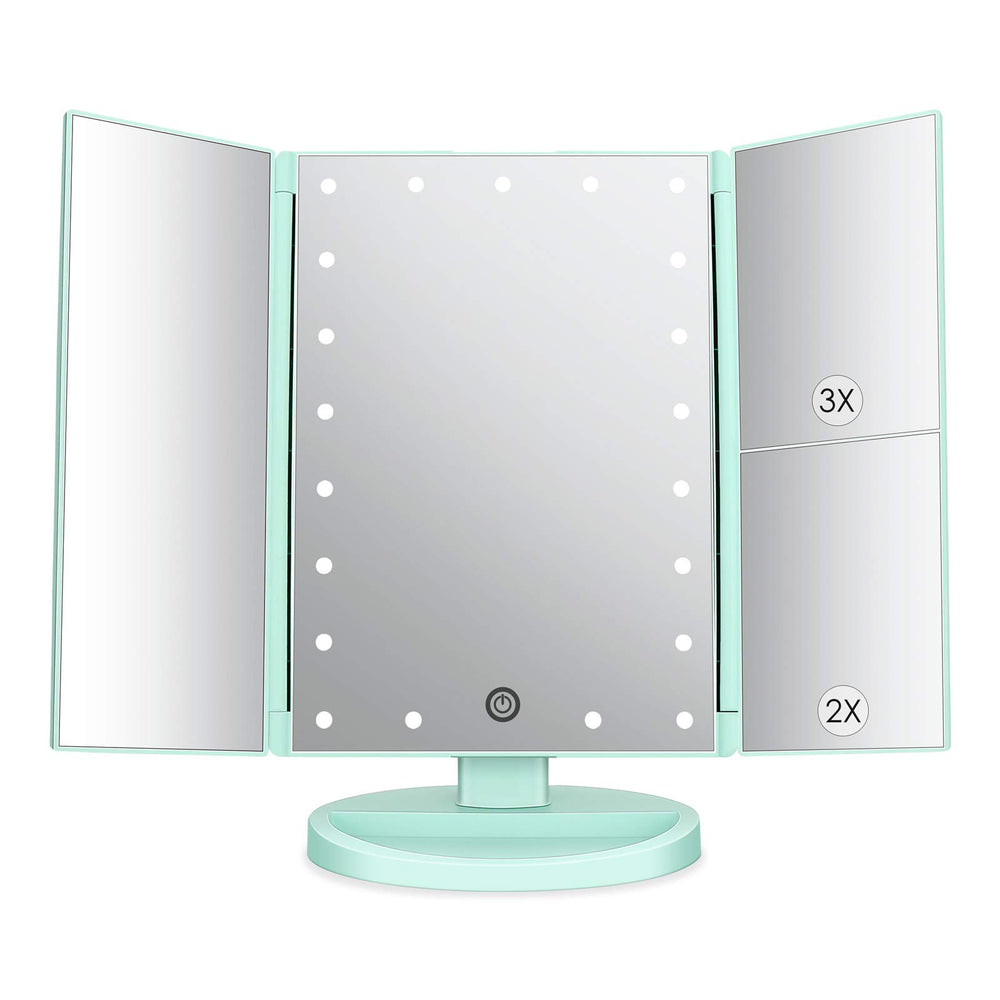 Miroir Deweisn pliable à trois volets avec 21 DEL pour un maquillage précis.