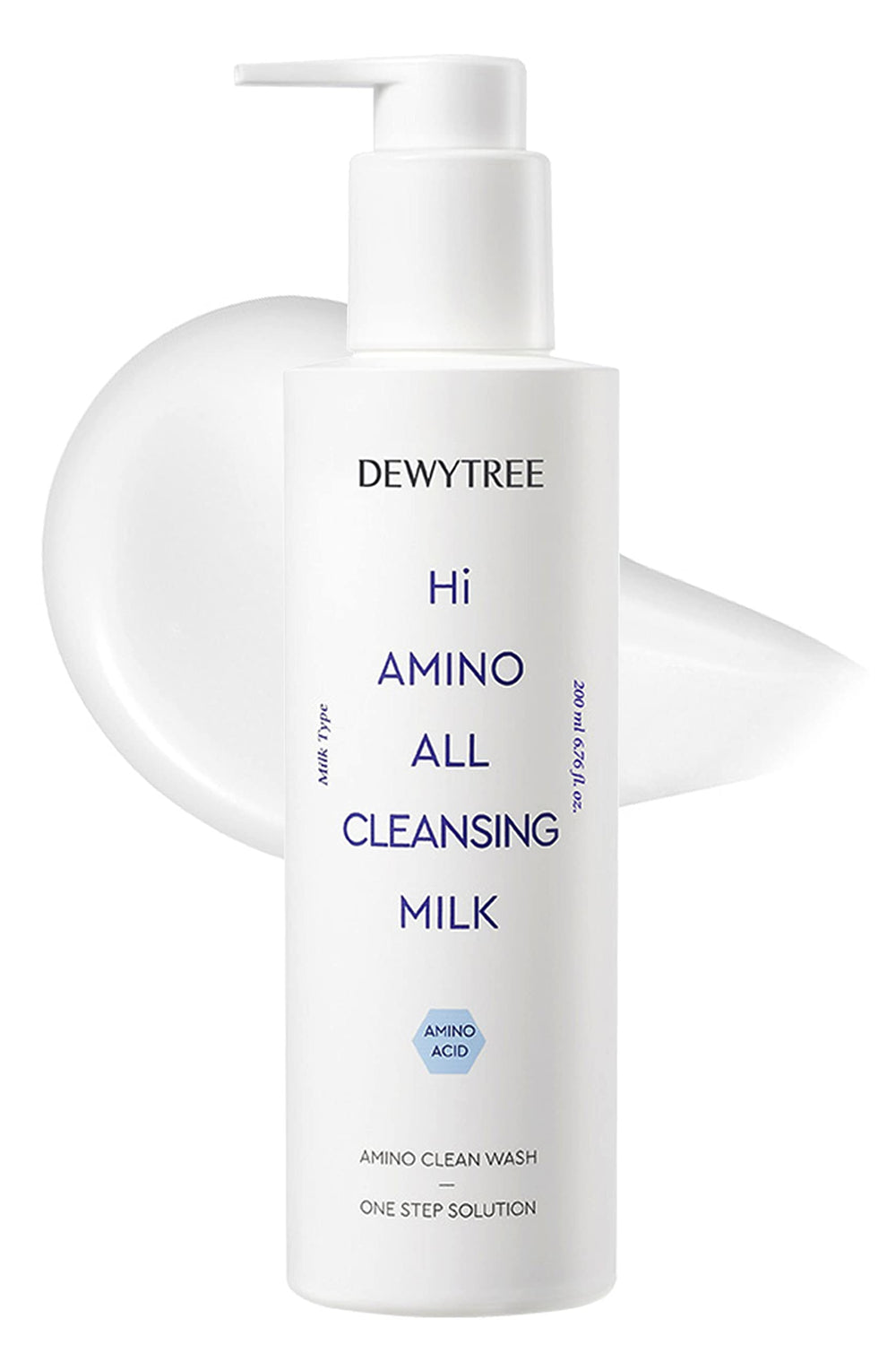 Dewytree Hi Amino All Limpiadora, botella del producto, limpieza suave para piel sensible.