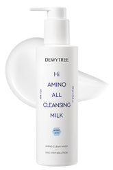 Dewytree Hi Amino All Limpiadora, botella del producto, limpieza suave para piel sensible.