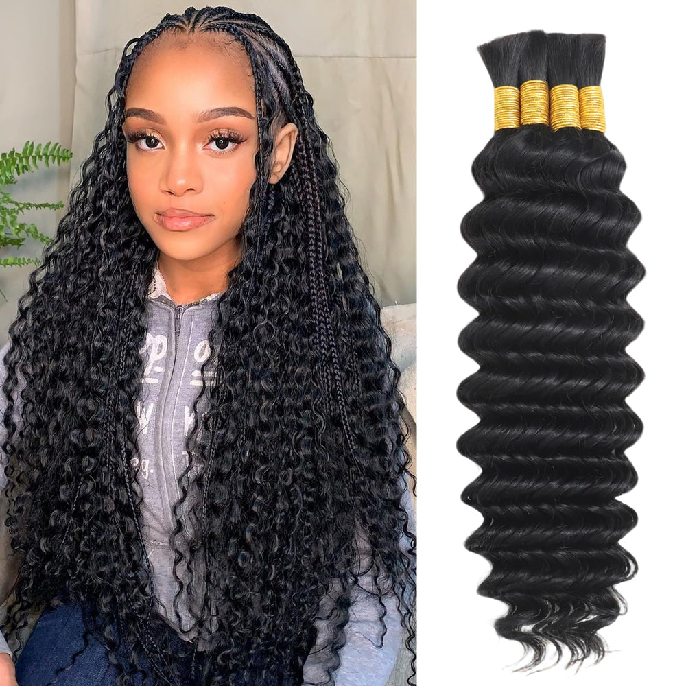 DFHIHCP cabello humano para trenzas bohemias, onda profunda y 20 pulgadas.
