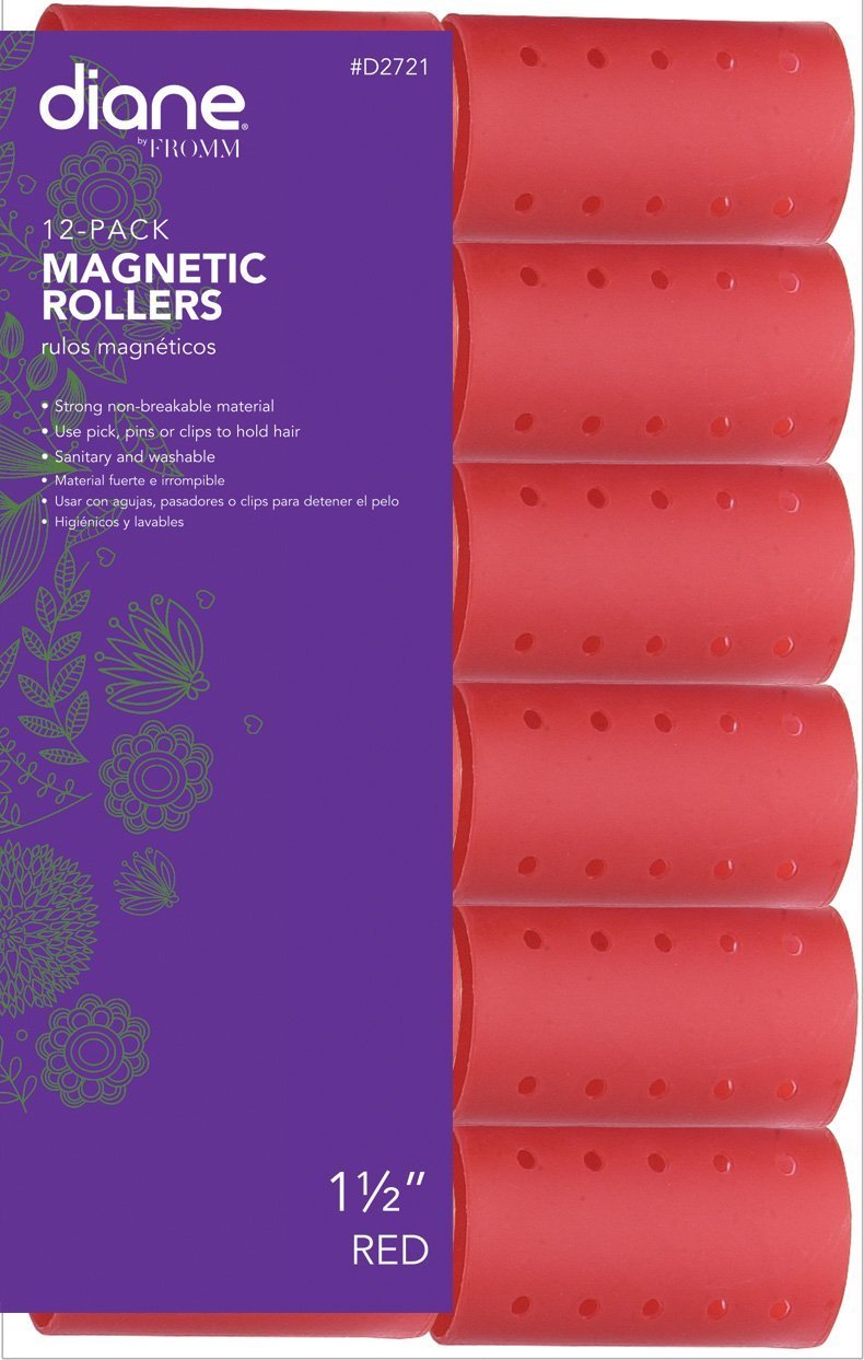 Rulo magnético Diane rojo de 1,5 pulgadas para ondas rápidas y definidas.
