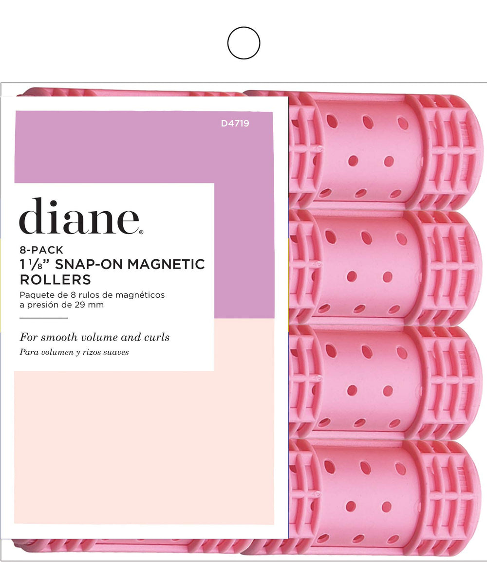 Diane Snap-On: rodillos magnéticos de 8 unidades en rosa para volumen suave.