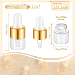 Didaey vidrio gotero mini 1ml en oro, protección para líquidos delicados
