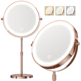 Dienmern espejo de maquillaje con luz y doble cara 1x/20x para retoques precisos
