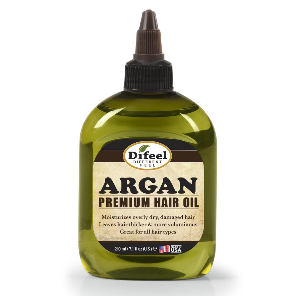 Difeel Aceite de Argán en bote de 7,1 onzas para hidratación diaria del cabello.