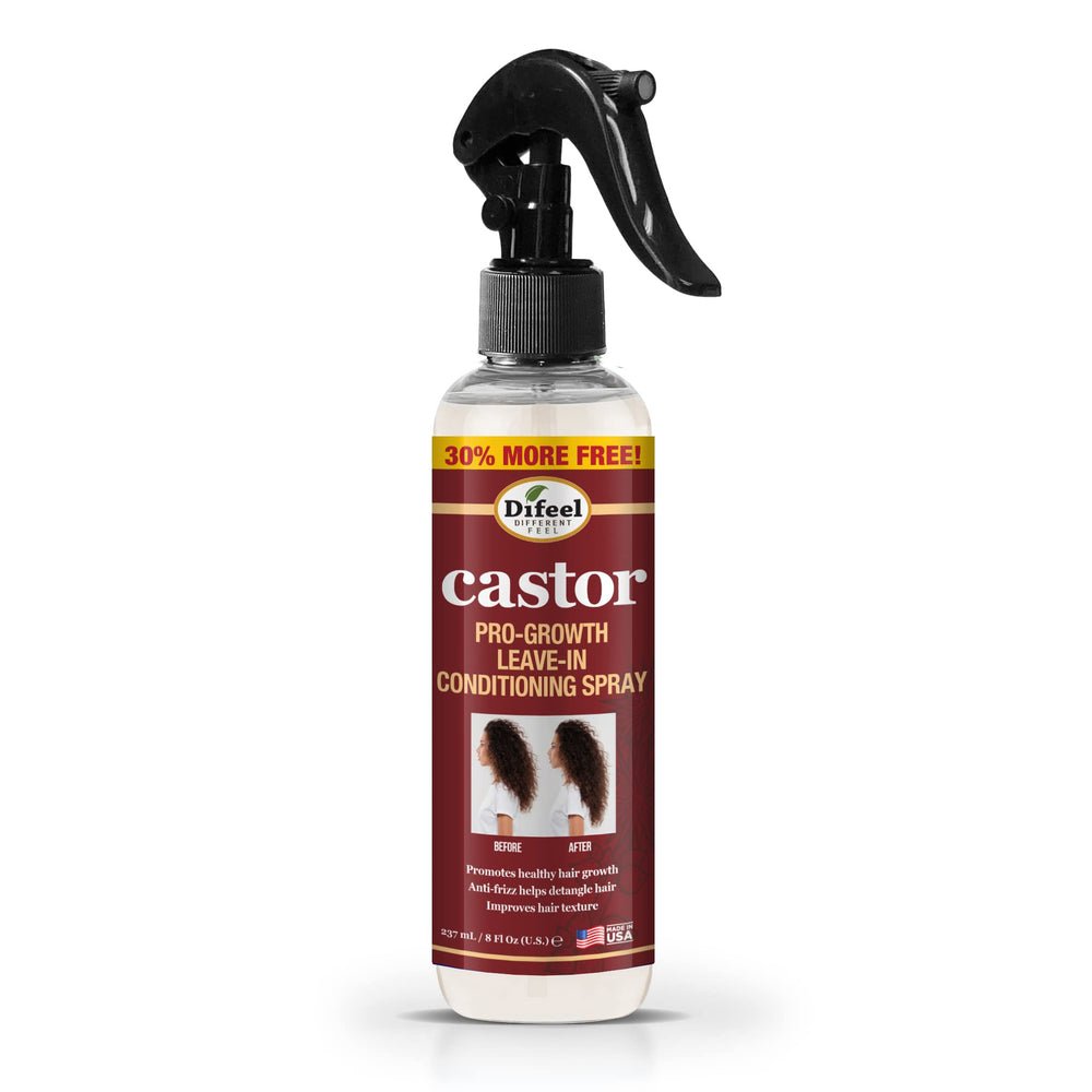 Difeel Castor Pro-Growth: botella frontal, hidratación suave para el cabello.