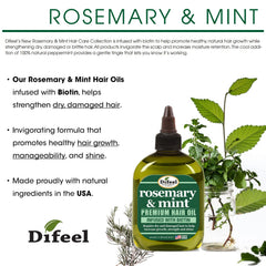 Difeel ingredientes: romero, menta y biotina para fortalecer el cabello.