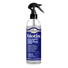 Difeel Pro-Crecimiento Biotina, botella de spray, facilita crecimiento capilar y manejo suave.