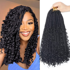 Diha Goddess trenzas tipo caja con extremos rizados para un look natural.