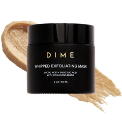 DIME masque exfoliant mousse en pot pour peau douce.
