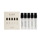 DIME muestra de perfume con cinco frascos de 2 ml, ideal para probar en casa.