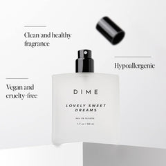 DIME Perfume Lovely Sweet Dreams notas base vainilla y musk, acabado cremoso