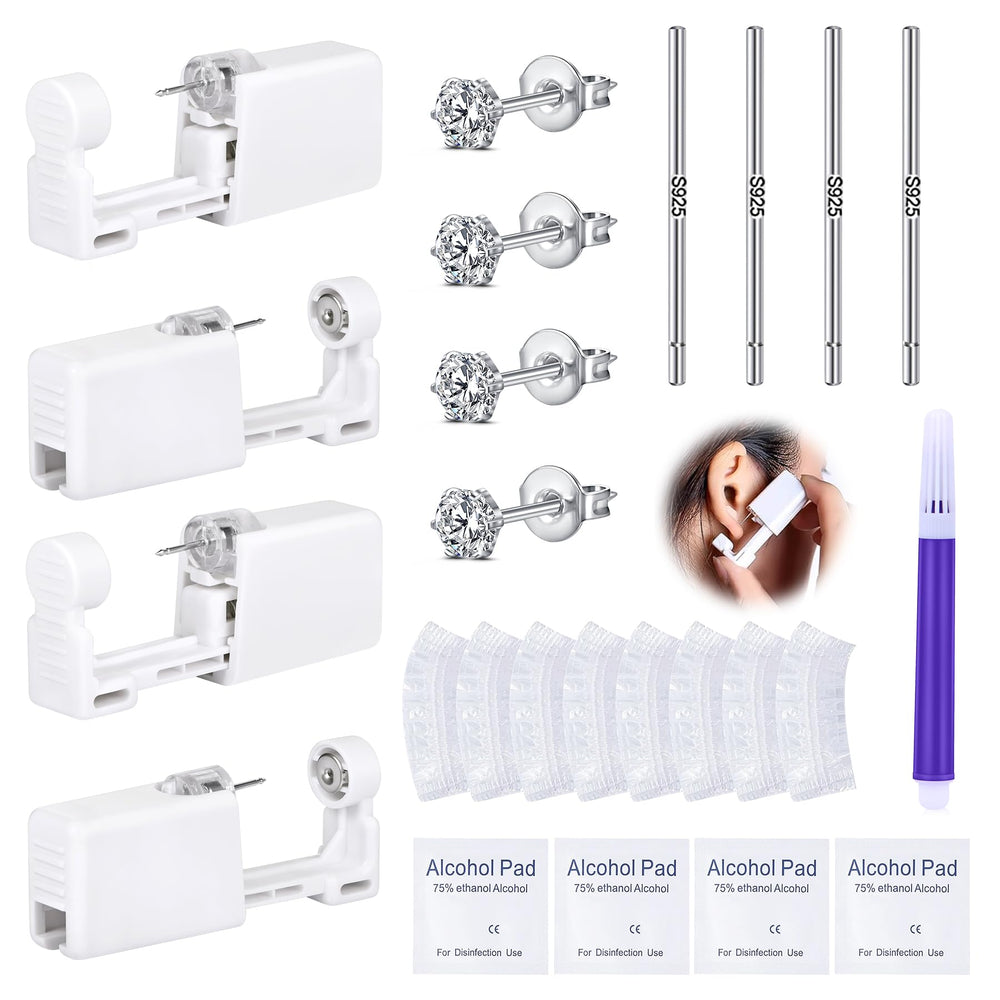 DJCIW kit de perforación para oreja con 4 unidades, listo para uso hogareño seguro