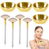 DLUGOPIS cuencos dorados para mascarillas, permiten mezclar y dosificar sin desperdicio.