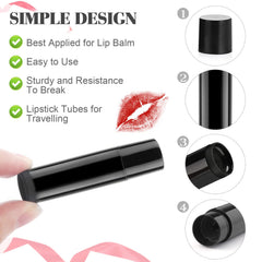DMuuuDM tubo de bálsamo labial negro vacío para hazlo-en-casa y muestras.