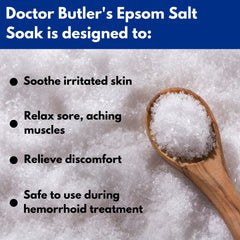 Doctor Butler’s Sels d’Epsom pour bain menthe et eucalyptus, sensation frais et relaxant.