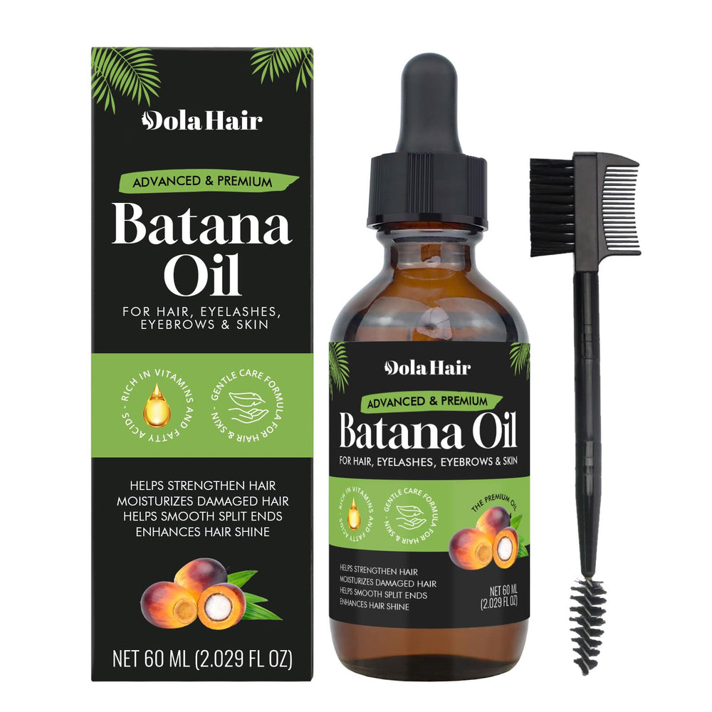 Dolahair Batana Oil bottle closeup for nourished, healthy-looking hair