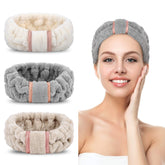 DOOBO banda spa blanca de microfibra, suave y cómoda para limpiar el rostro