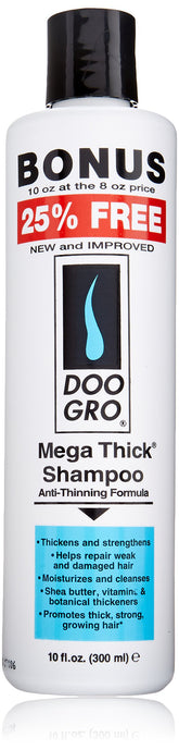 Doo Gro Champú Mega Engrosador, botella, engrosa y fortalece el cabello.