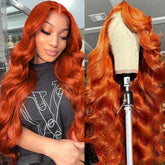 Dorbess peluca naranja jengibre 30 pulgadas con encaje frontal translúcido para look natural