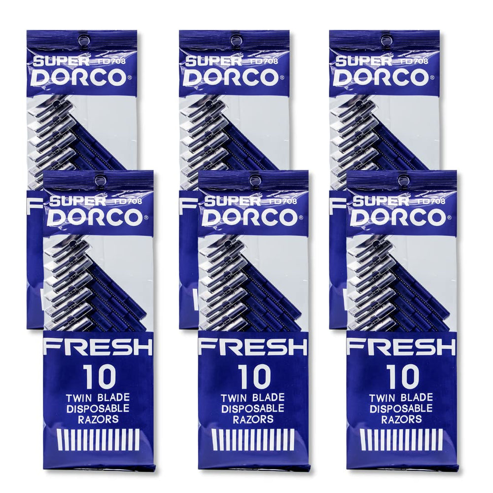 Dorco Fresh emballage bleu, facile à repérer et pratique pour le voyage